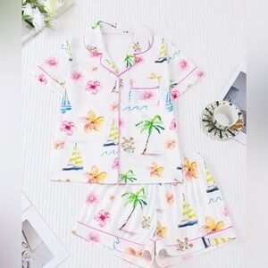 Tropical Print Women Pajamas Set